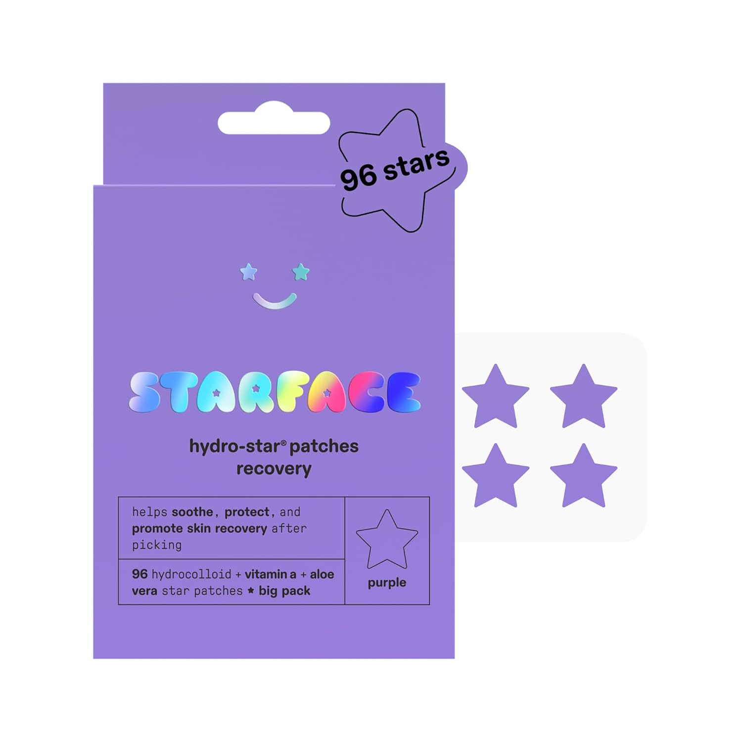Starface Hydro-Star Recovery Patches BIG PACK, Hydrocolloid Patches with Aloe Vera and Vitamin A, Helps Soothe and Protect Skin After Picking, Shrinks Spots, Vegan, Cruelty-Free Skincare (96 Count)