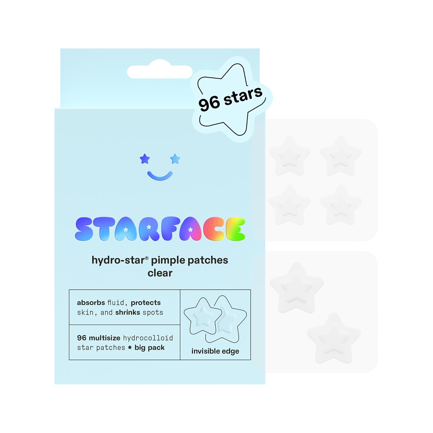 Starface Hydro-Star Recovery Patches BIG PACK, Hydrocolloid Patches with Aloe Vera and Vitamin A, Helps Soothe and Protect Skin After Picking, Shrinks Spots, Vegan, Cruelty-Free Skincare (96 Count)