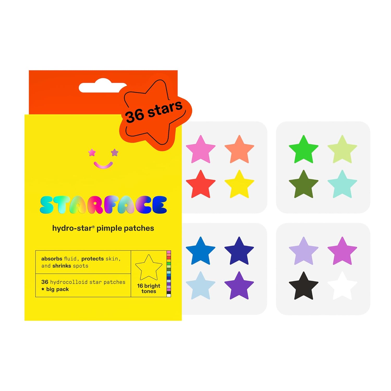 Starface Hydro-Star Recovery Patches BIG PACK, Hydrocolloid Patches with Aloe Vera and Vitamin A, Helps Soothe and Protect Skin After Picking, Shrinks Spots, Vegan, Cruelty-Free Skincare (96 Count)