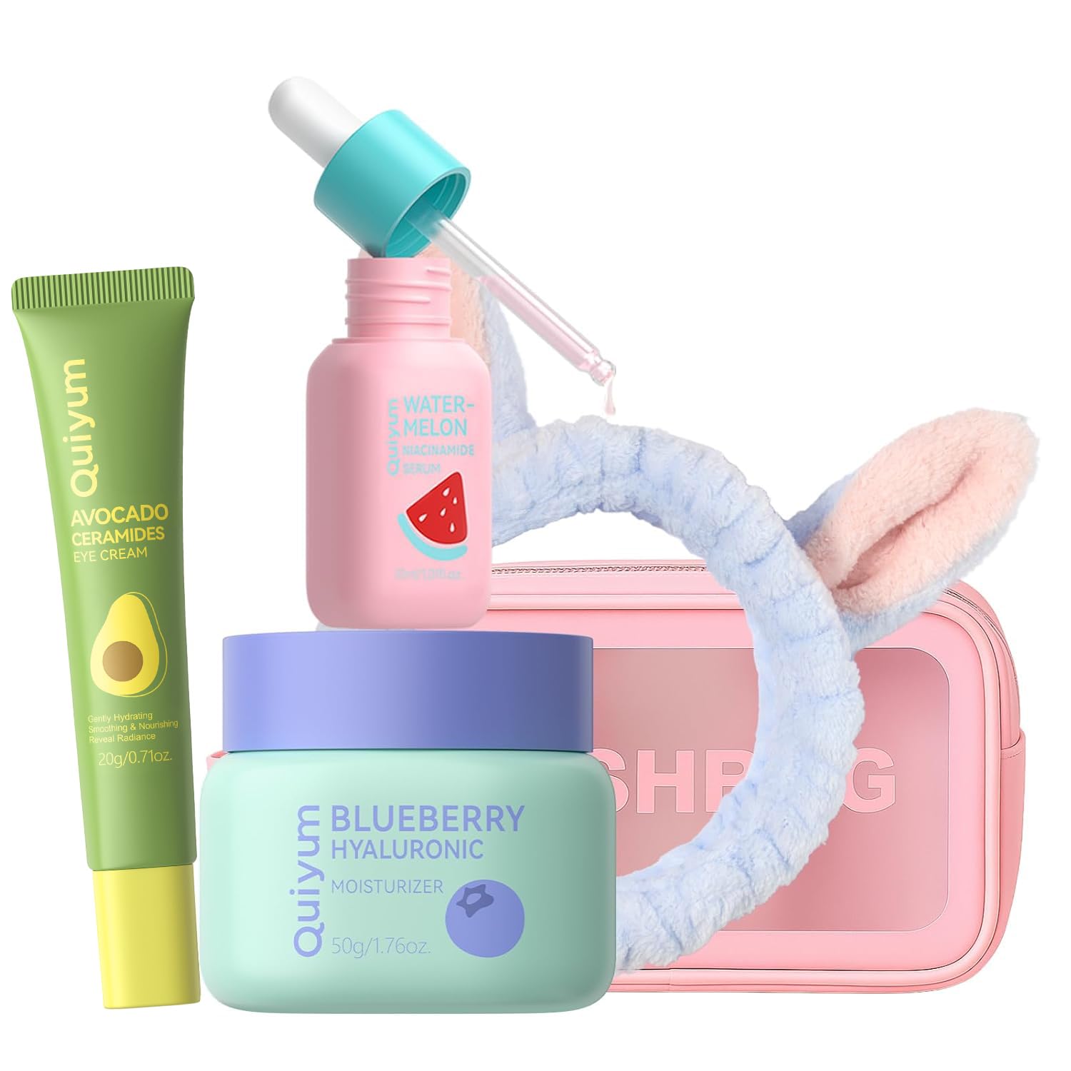 QUIYUM Fruit Skincare for Teens, 5 Daily Routine Beauty Skin Care Sets - Exfoliating, Smooth, Clean, Oil Control, Firm, Hydrating, Glow Up, Facial Skincare Gift Set for Girls, for All Skin Types