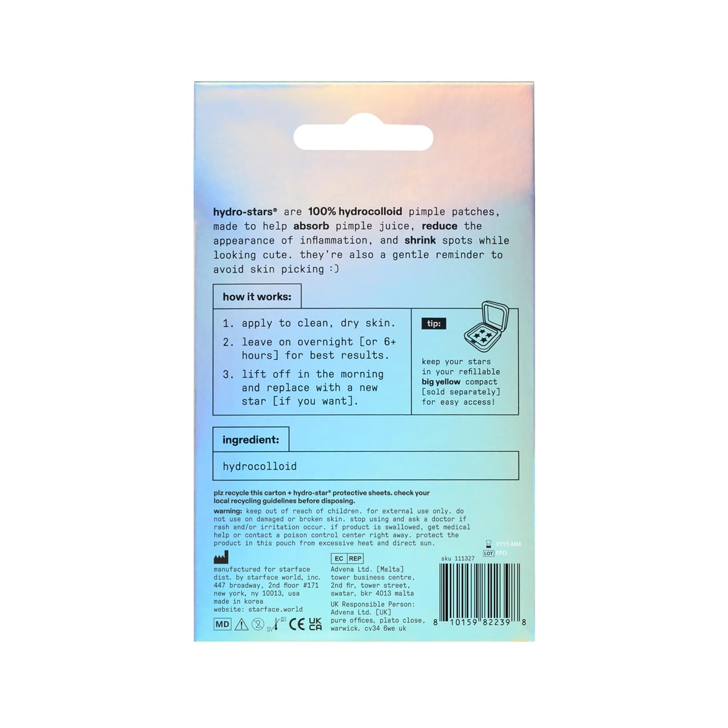 Starface Hydro-Star Recovery Patches BIG PACK, Hydrocolloid Patches with Aloe Vera and Vitamin A, Helps Soothe and Protect Skin After Picking, Shrinks Spots, Vegan, Cruelty-Free Skincare (96 Count)