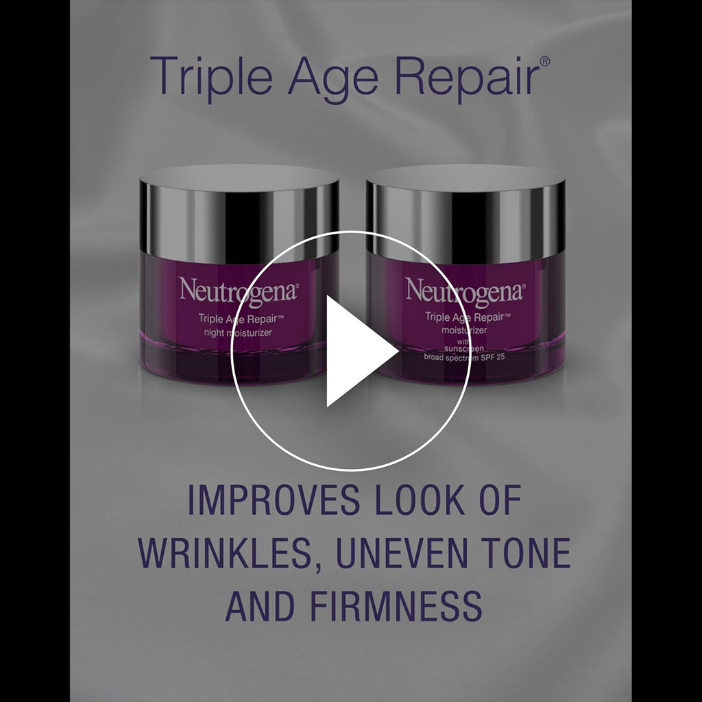 Neutrogena Triple Age Repair Face Moisturizer - with Hexinol Technology & Vitamin C, Anti-Wrinkle Face Cream with SPF 25, Visibly Reduces Wrinkles & Firms Skin, 1.7 oz
