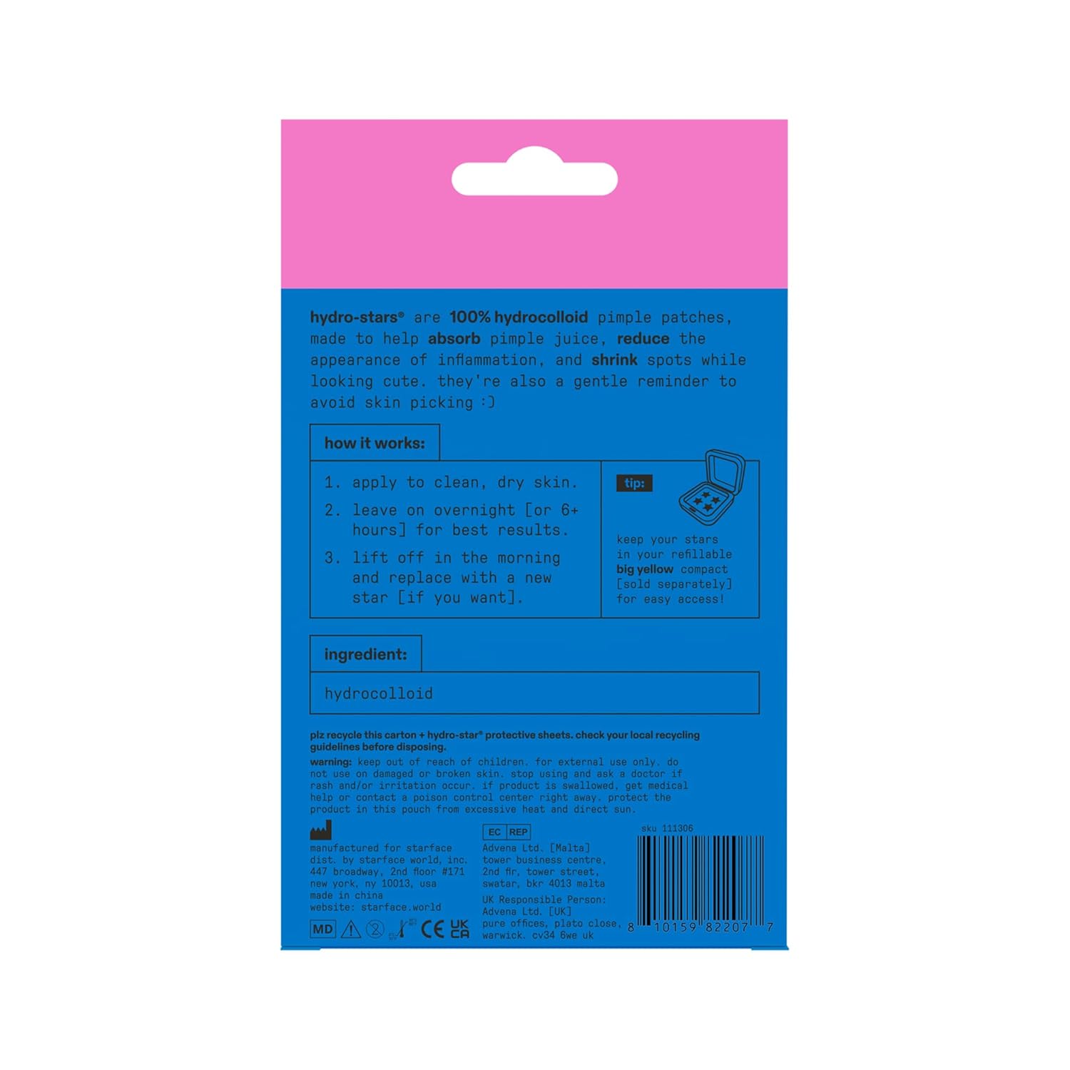 Starface Hydro-Star Recovery Patches BIG PACK, Hydrocolloid Patches with Aloe Vera and Vitamin A, Helps Soothe and Protect Skin After Picking, Shrinks Spots, Vegan, Cruelty-Free Skincare (96 Count)